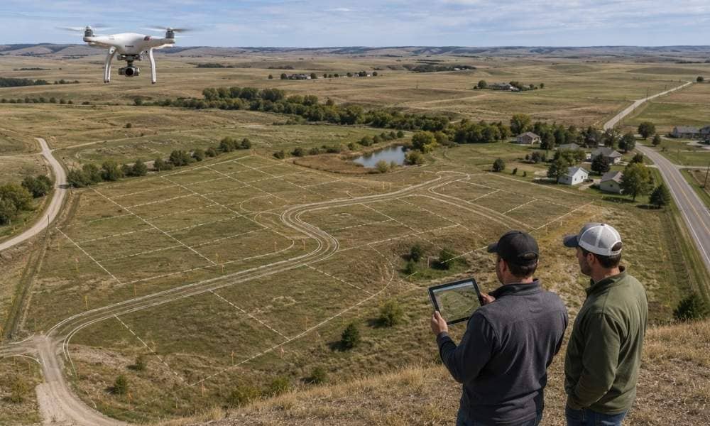 Drone mapping a South Dakota property to compare potential subdivision layouts