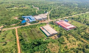 Aerial view of an industrial site being evaluated through a due diligence survey before redevelopment