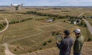 Drone mapping a South Dakota property to compare potential subdivision layouts